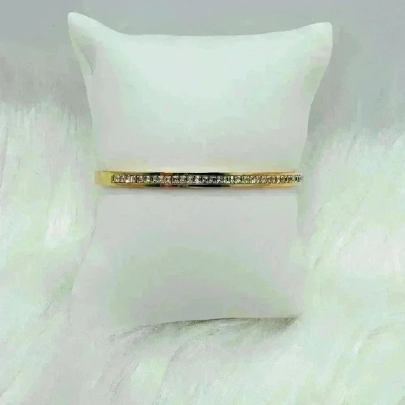 Golden Inlaid Zircon Rhinestones Bangle - Picture 7 of 8